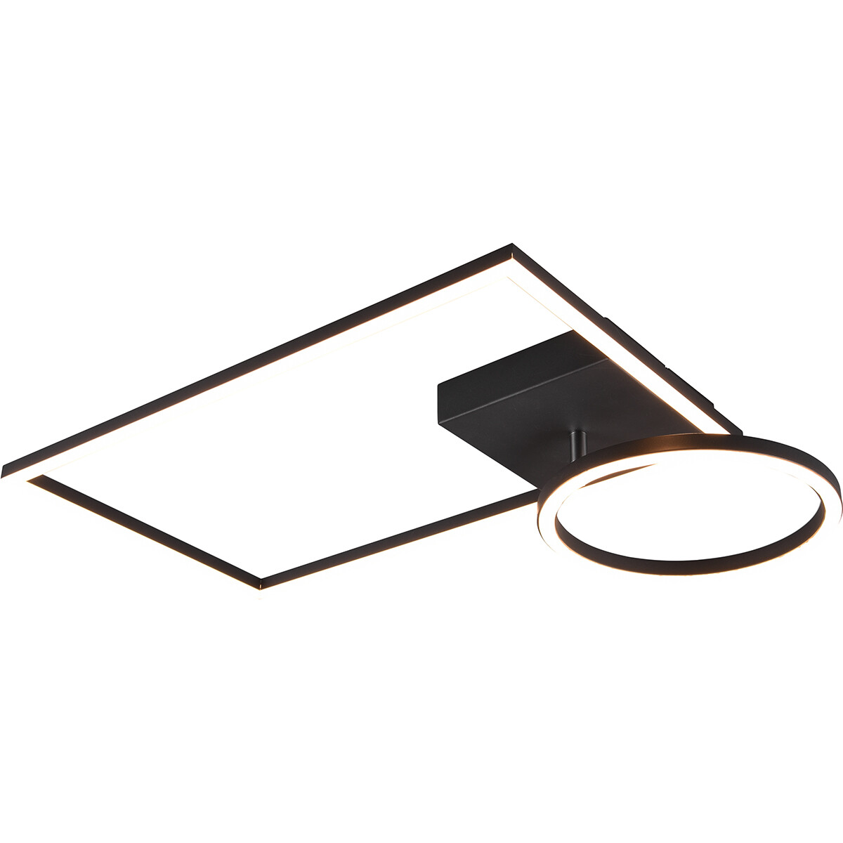 Plafonnier LED - Éclairage de Plafond - Trion Viyona - 24W - Blanc Chaud 3000K - Dimmable - Rectangle - Mat Noir - Aluminium