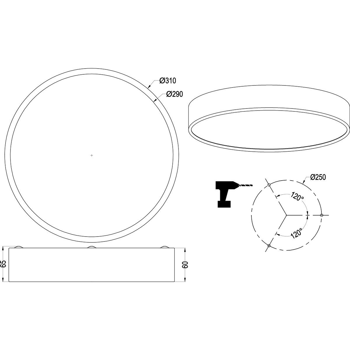 Plafonnier LED - Éclairage de Plafond - Trion Wilson - 28W - Couleur de lumière ajustable - Dimmable - Rond - Mat Titane - Aluminium