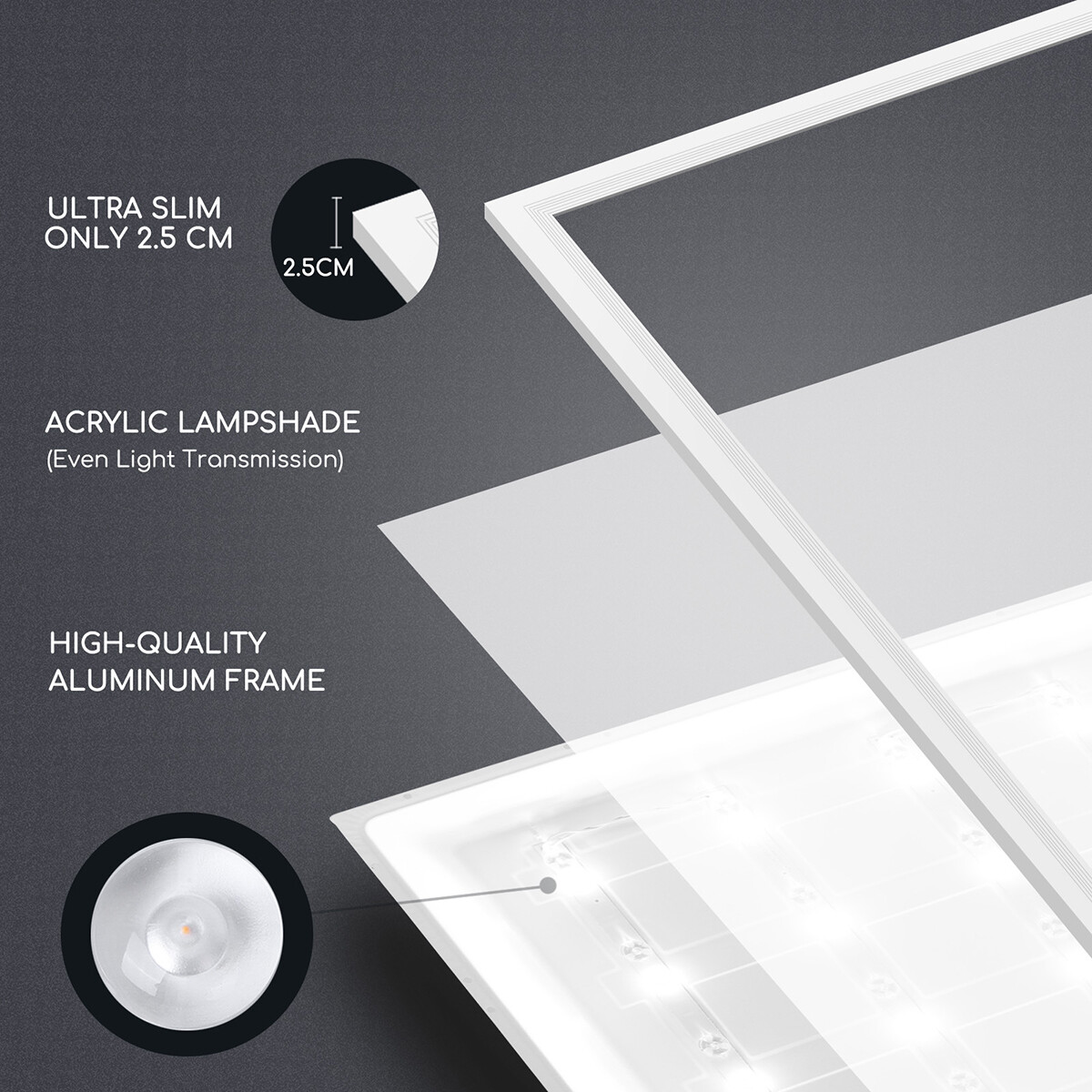 Panneau LED - Aigi Budge - 60x60 - Blanc Froid 6500K - 40W Encastrement Carré - Mat Blanc - Sans Scintillement