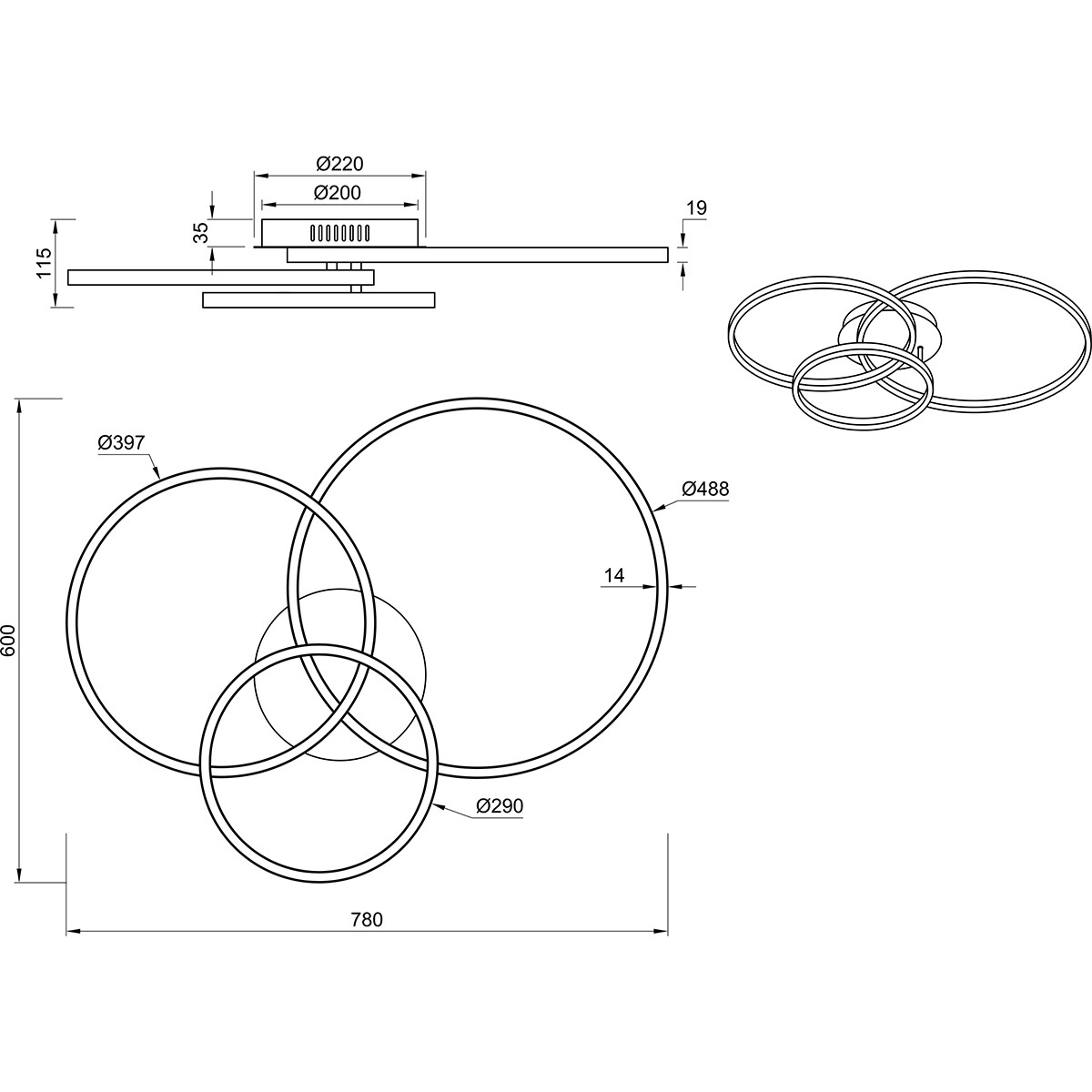 Plafonnier LED - Éclairage de Plafond - Trion Winton - 28W + 10W - Couleur de lumière ajustable - Dimmable - Rond - Mat Nickel - Aluminium