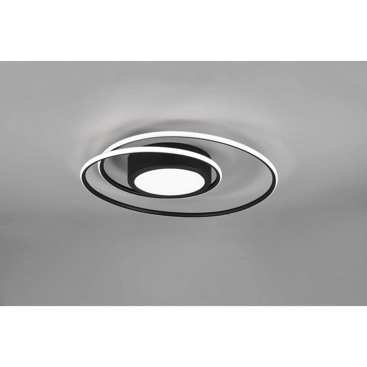 Plafonnier LED - Éclairage de Plafond - Trion Yivon - 56W - Couleur de lumière ajustable - Télécommande - Dimmable - Rond - Mat Noir - Aluminium