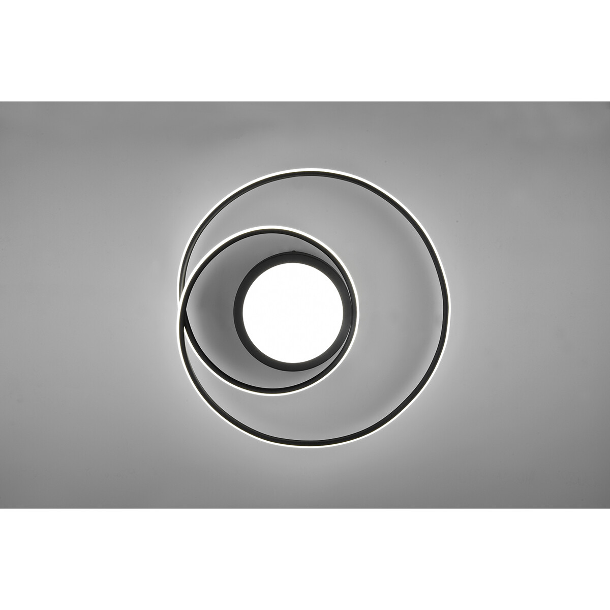 Plafonnier LED - Éclairage de Plafond - Trion Yivon - 56W - Couleur de lumière ajustable - Télécommande - Dimmable - Rond - Mat Noir - Aluminium