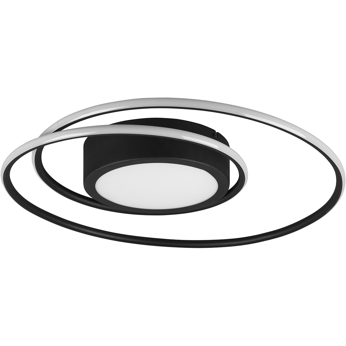 Plafonnier LED - Éclairage de Plafond - Trion Yivon - 56W - Couleur de lumière ajustable - Télécommande - Dimmable - Rond - Mat Noir - Aluminium