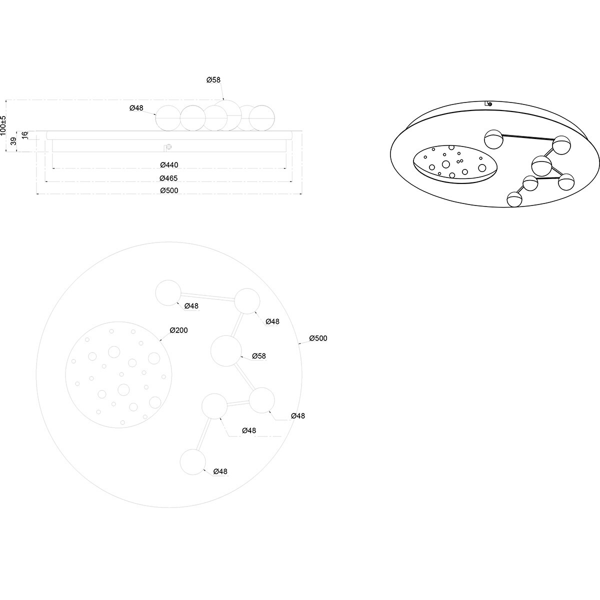 LED Plafonnier - Éclairage de Plafond - Trion Zion - 42W - Couleur Ajustable - Gradable - Rond - Noir Mat - Métal