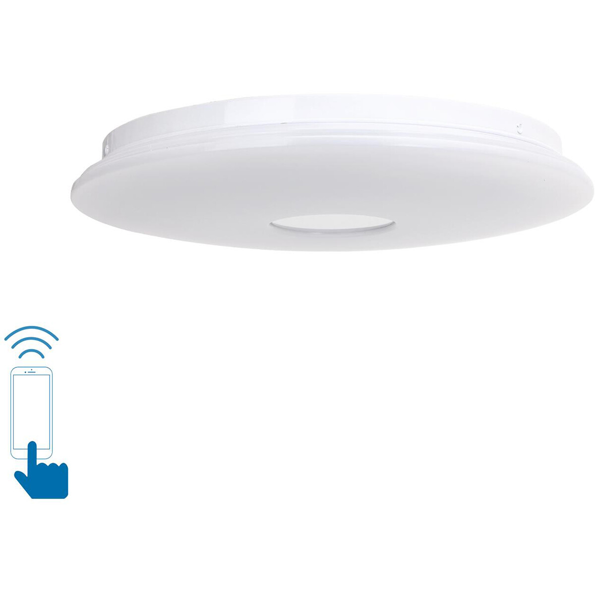 Plafonnier LED - LED Intelligente - LED Wifi - Aigi Ikano - 18W - Couleur de lumière ajustable - RGB - Télécommande - Dimmable - Rond - Mat Blanc - Aluminium