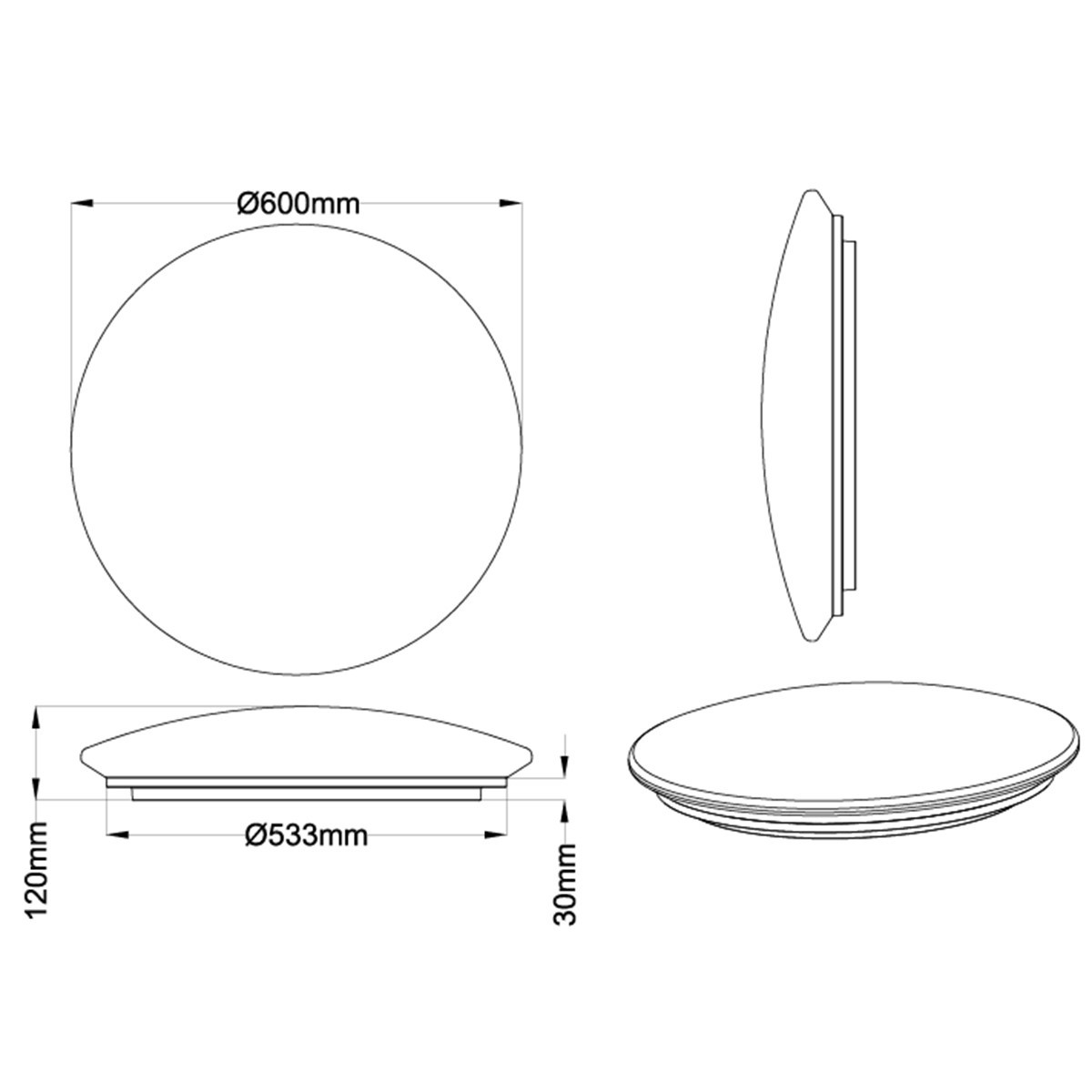 Plafonnier LED - Trion Acinoa - 40W - Couleur de lumière ajustable - Dimmable - Télécommande - Rond - Mat Blanc