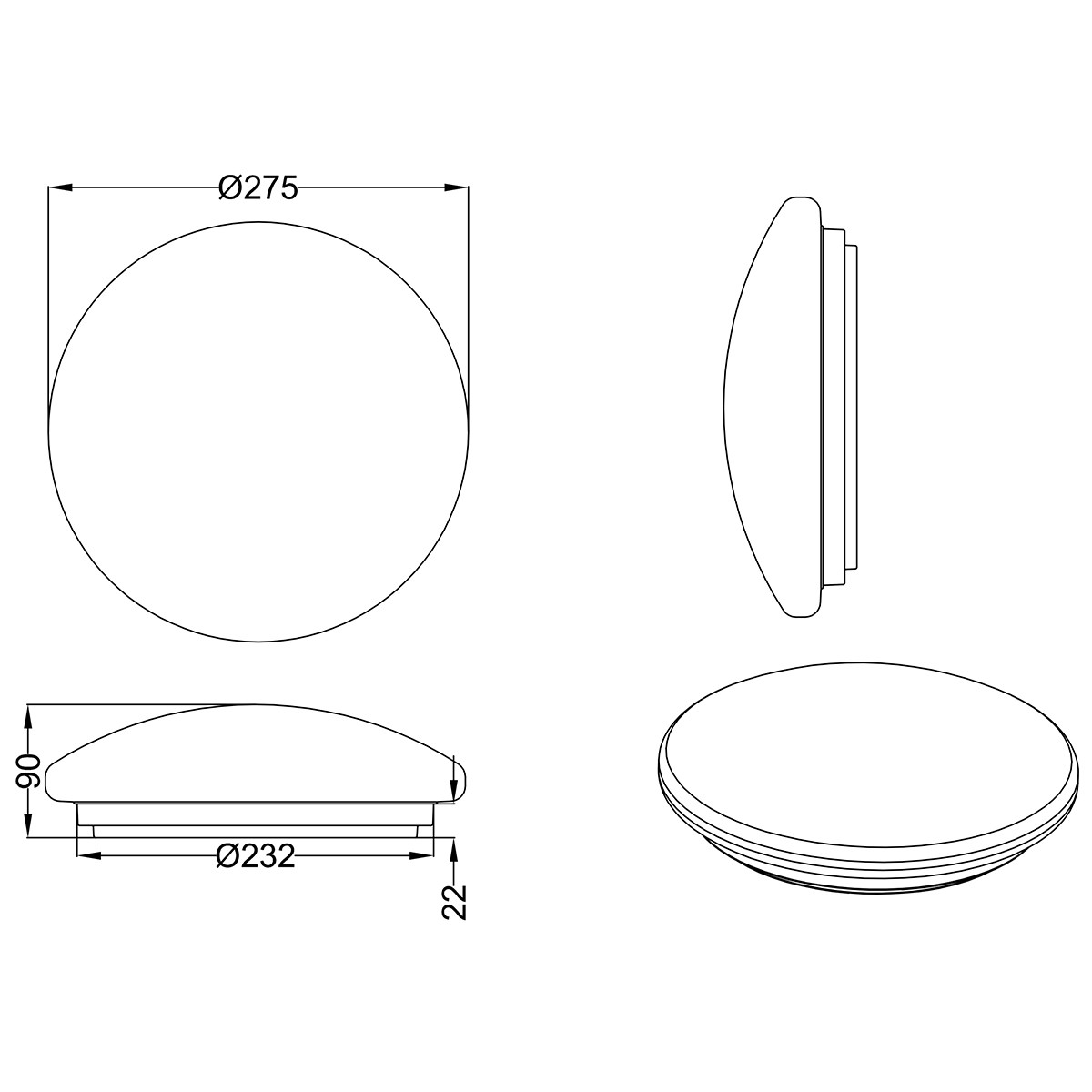 Plafonnier LED - Lumière de Salle de Bain - Trion Acinoa - Étanche aux Éclaboussures IP44 - 12W - Blanc Neutre 4000K - Rond - Mat Blanc