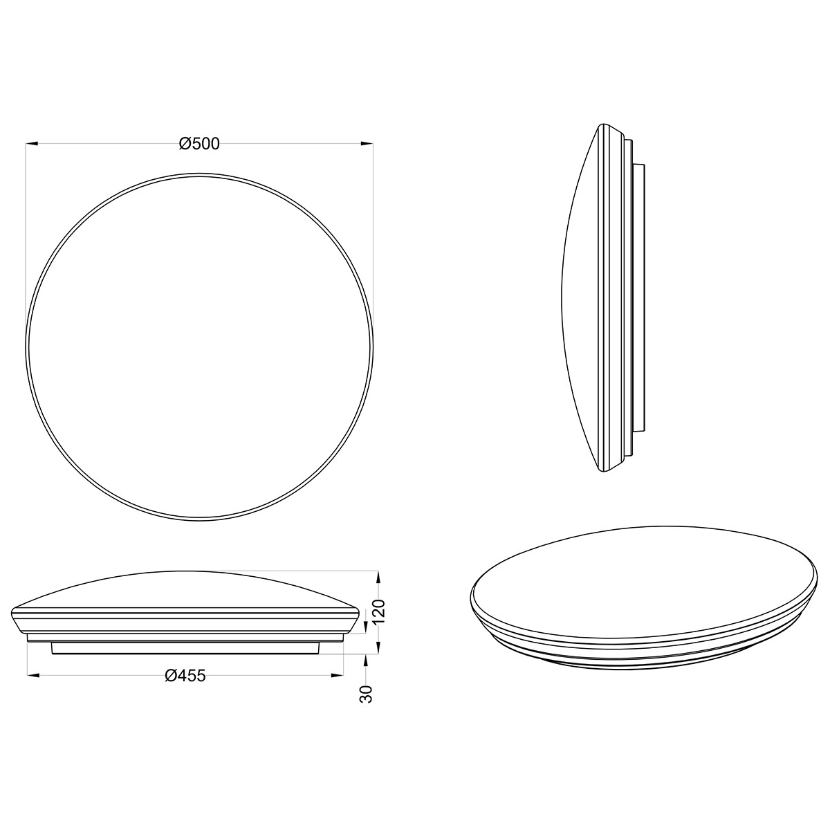 Plafonnier LED - Lumière de Salle de Bain - Trion Acinoa - Étanche aux Éclaboussures IP44 - Dimmable - 21W - Blanc Neutre 4000K - Rond - Mat Blanc