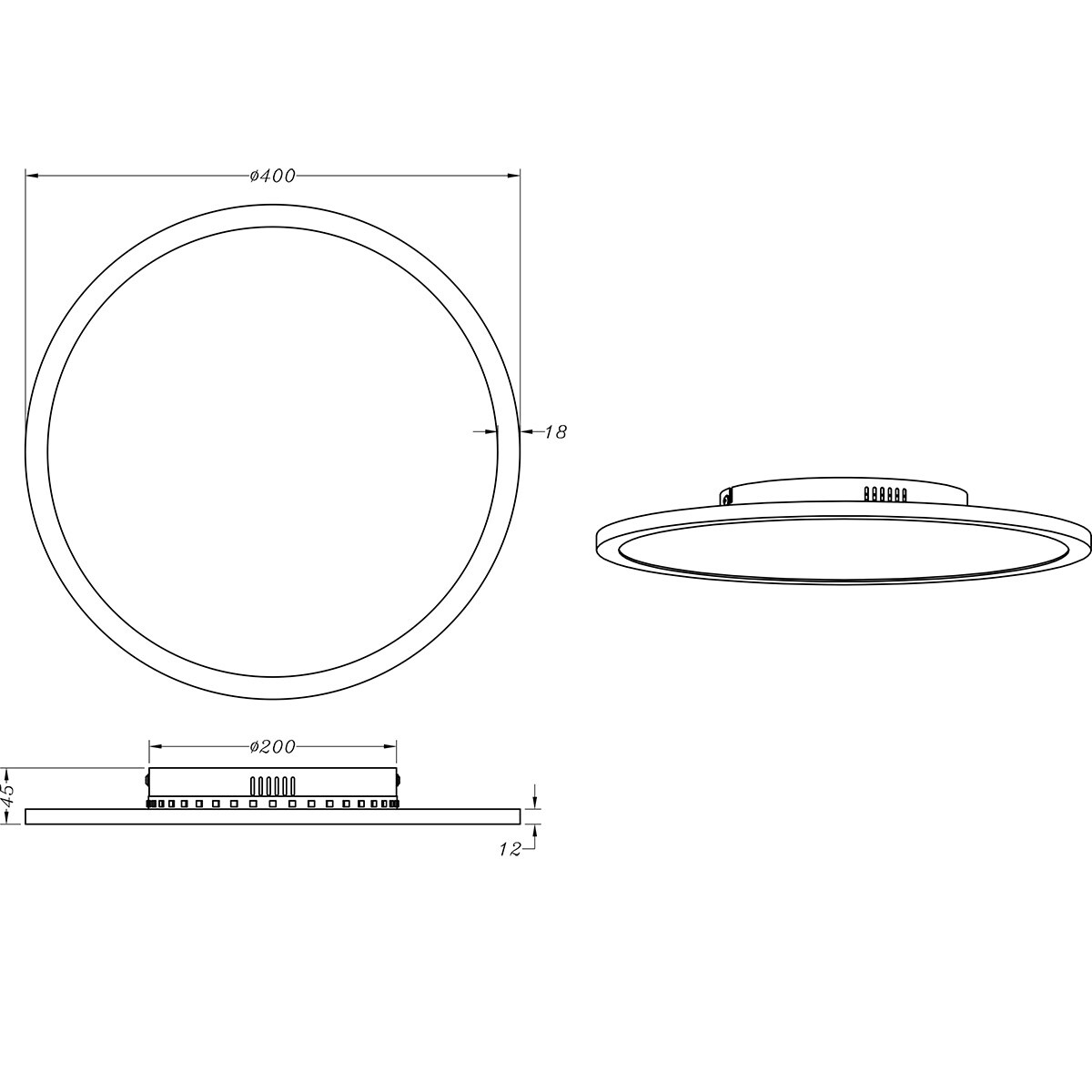 LED Plafonnier - Trion Amira - 20W - Couleur Ajustable - Gradable - Télécommande - Rond - Titane - Métal