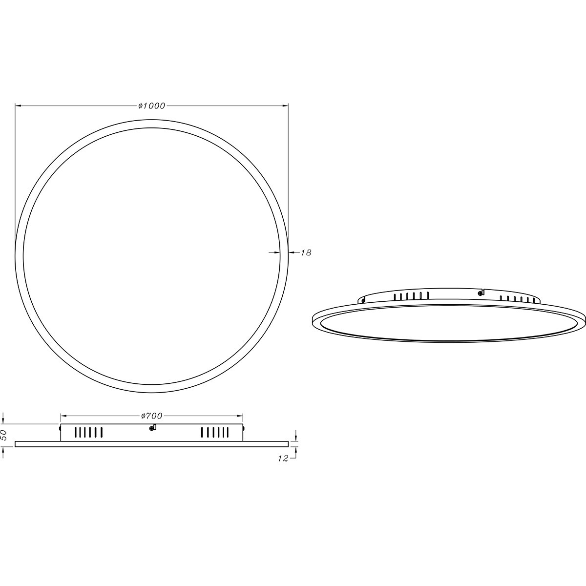 LED Plafonnier - Trion Amira - 53W - Couleur Ajustable - Gradable - Télécommande - Rond - Titane - Métal