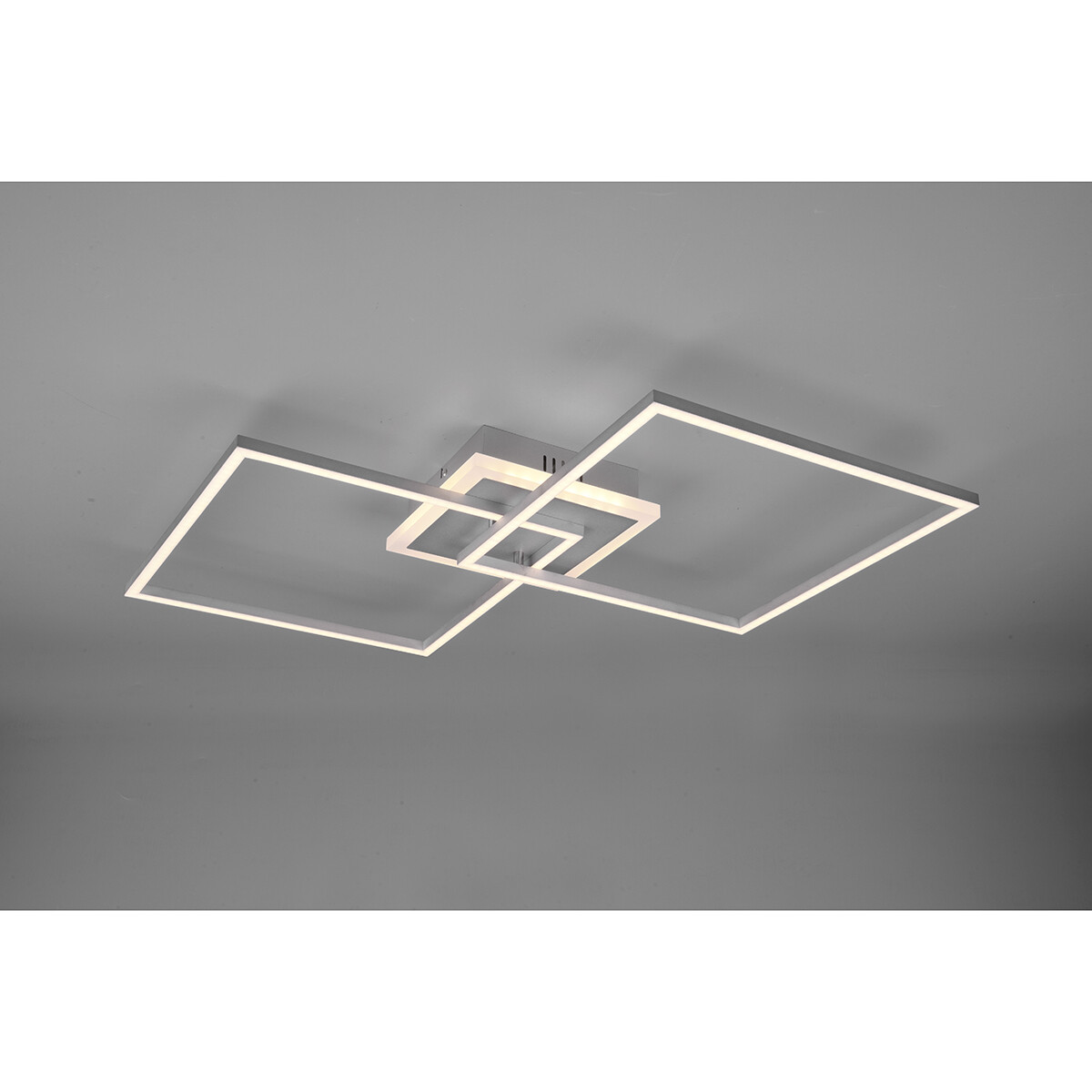 Plafonnier LED - Trion Aruba - 35.5W - RGBW - Dimmable - Télécommande - Carré - Mat Titane - Aluminium