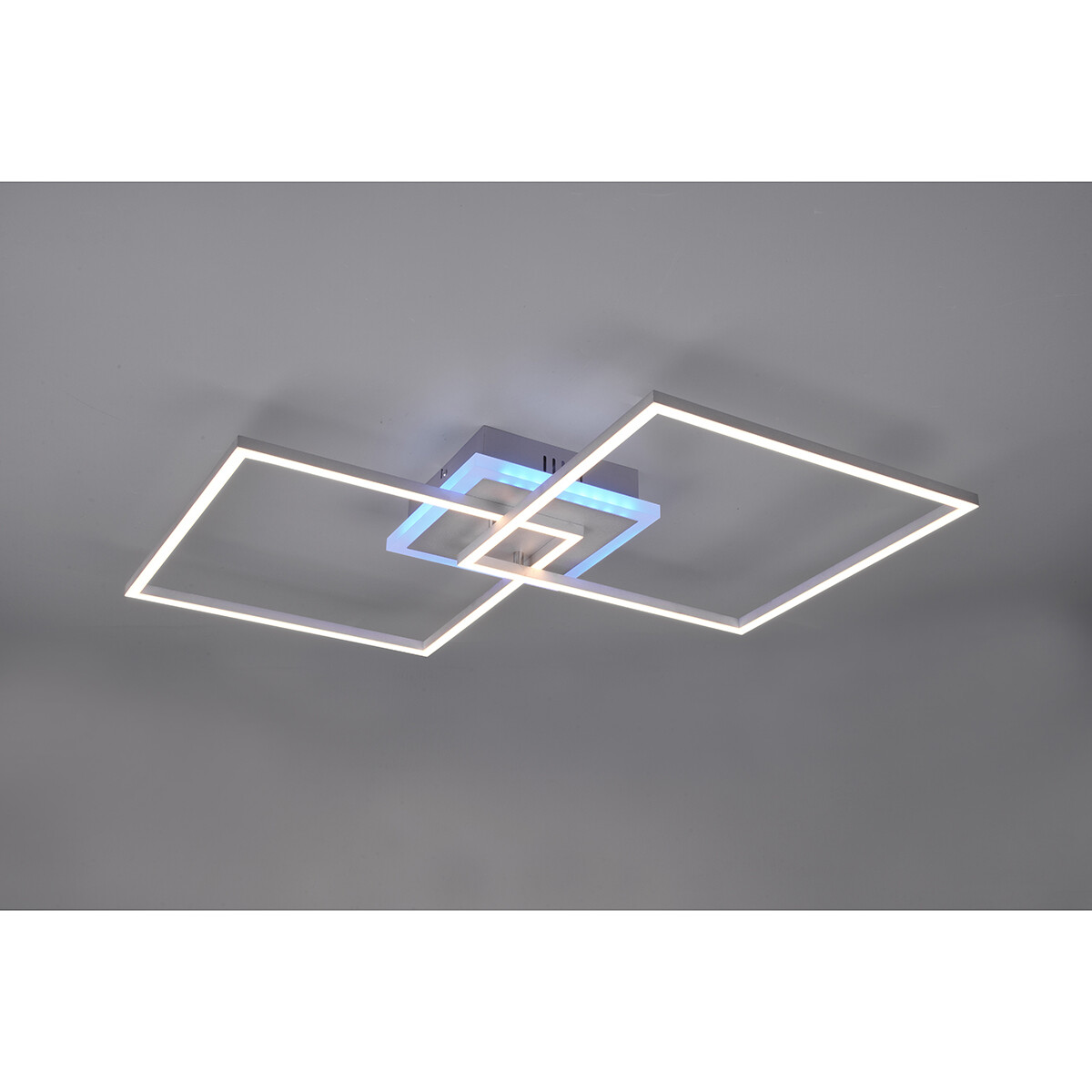 Plafonnier LED - Trion Aruba - 35.5W - RGBW - Dimmable - Télécommande - Carré - Mat Titane - Aluminium