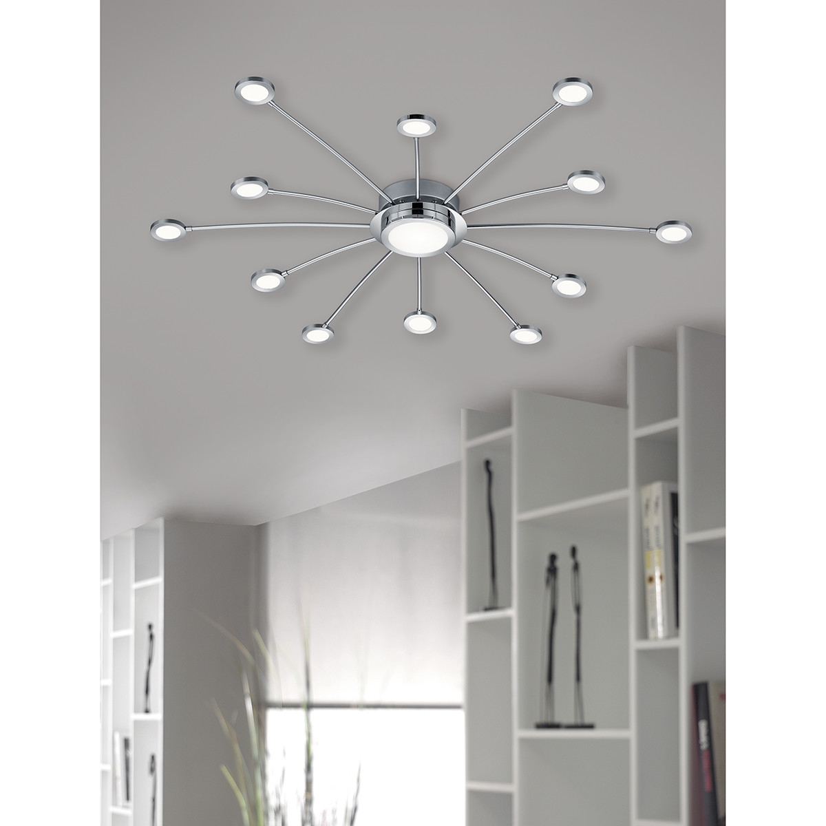 Plafonnier LED - Trion Bodrina - 24W + 6W - 13-lumières - Couleur de lumière ajustable - Dimmable - Télécommande - Rond - Mat Chrome - Aluminium