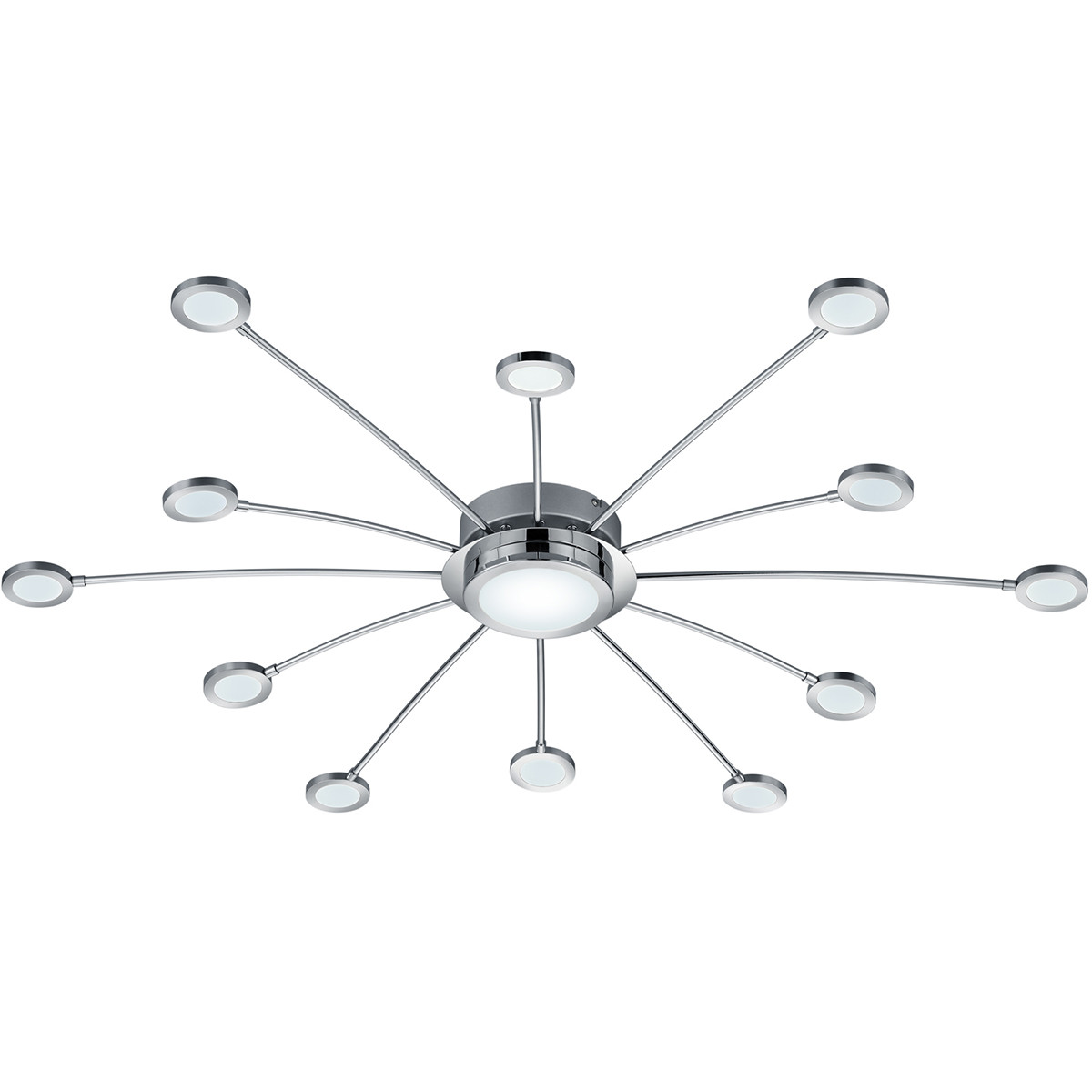 Plafonnier LED - Trion Bodrina - 24W + 6W - 13-lumières - Couleur de lumière ajustable - Dimmable - Télécommande - Rond - Mat Chrome - Aluminium