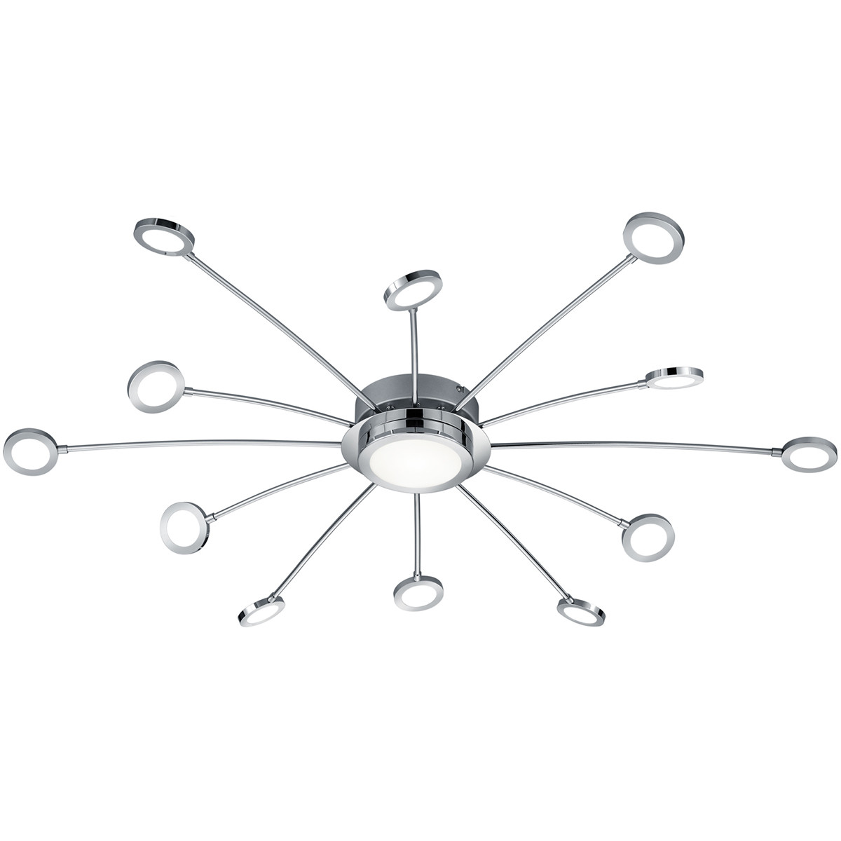 Plafonnier LED - Trion Bodrina - 24W + 6W - 13-lumières - Couleur de lumière ajustable - Dimmable - Télécommande - Rond - Mat Chrome - Aluminium