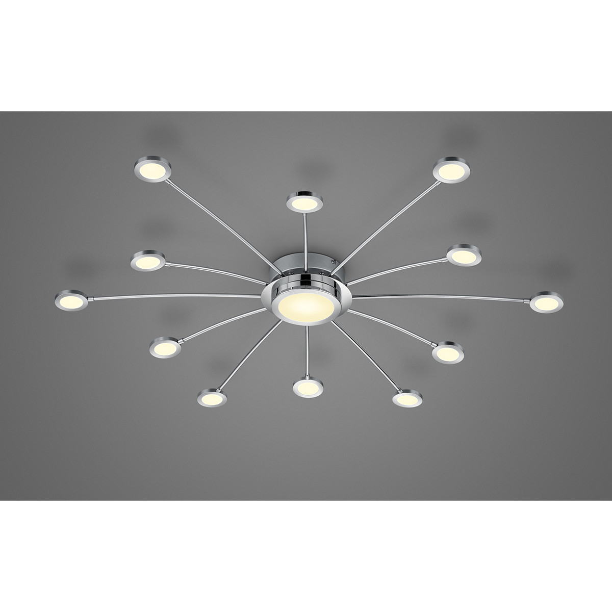 Plafonnier LED - Trion Bodrina - 24W + 6W - 13-lumières - Couleur de lumière ajustable - Dimmable - Télécommande - Rond - Mat Chrome - Aluminium