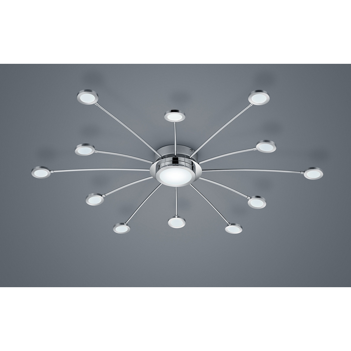 Plafonnier LED - Trion Bodrina - 24W + 6W - 13-lumières - Couleur de lumière ajustable - Dimmable - Télécommande - Rond - Mat Chrome - Aluminium