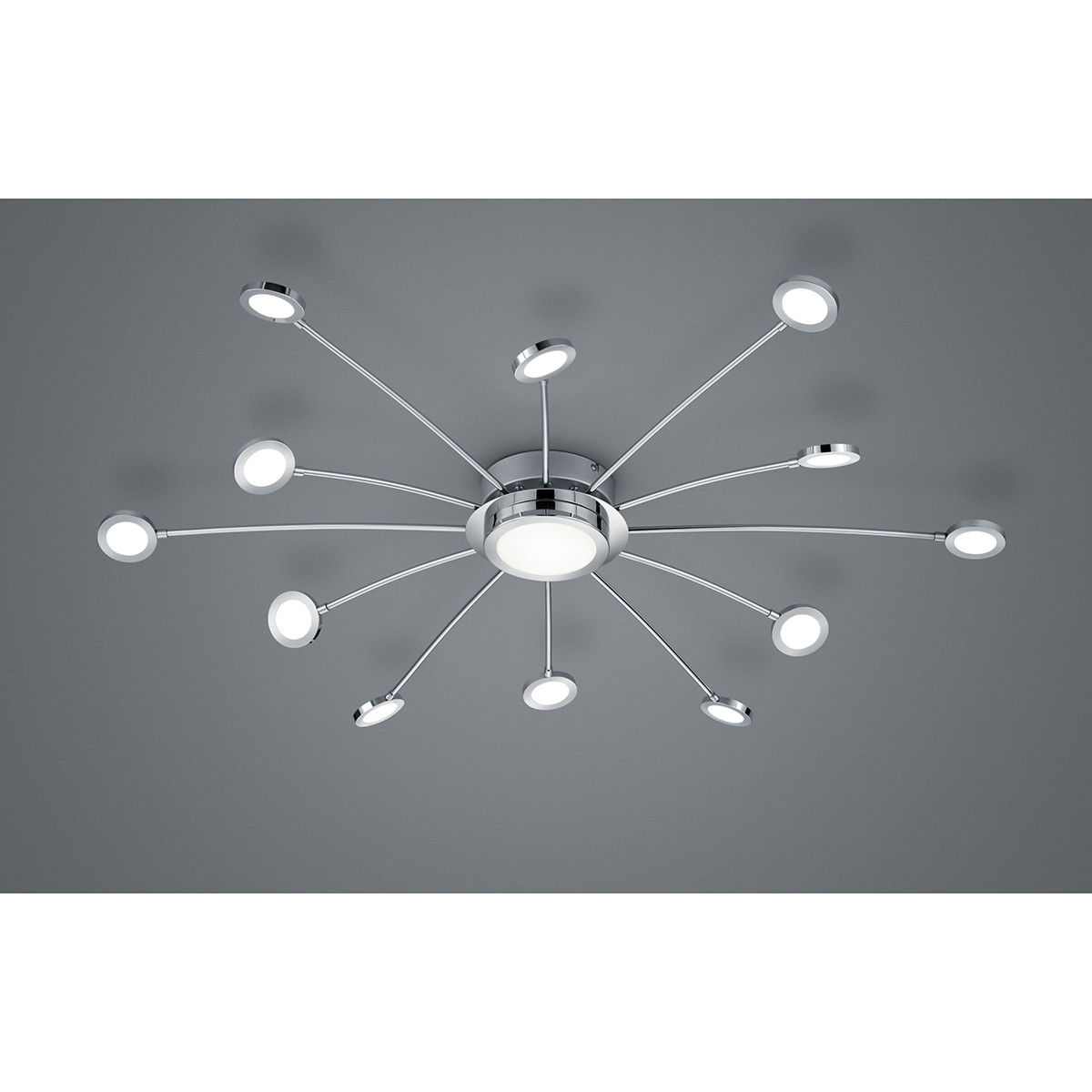 Plafonnier LED - Trion Bodrina - 24W + 6W - 13-lumières - Couleur de lumière ajustable - Dimmable - Télécommande - Rond - Mat Chrome - Aluminium