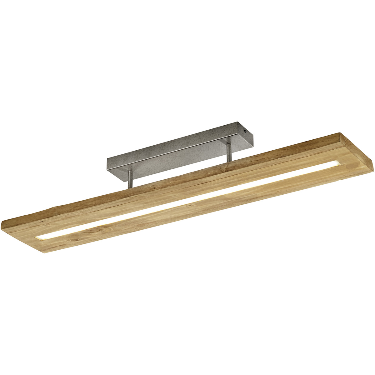 Plafonnier LED - Trion Brida - 27W - Blanc Chaud 3000K - 1-lumière - Dimmable - Rectangle - Mat Brun - Bois Naturel