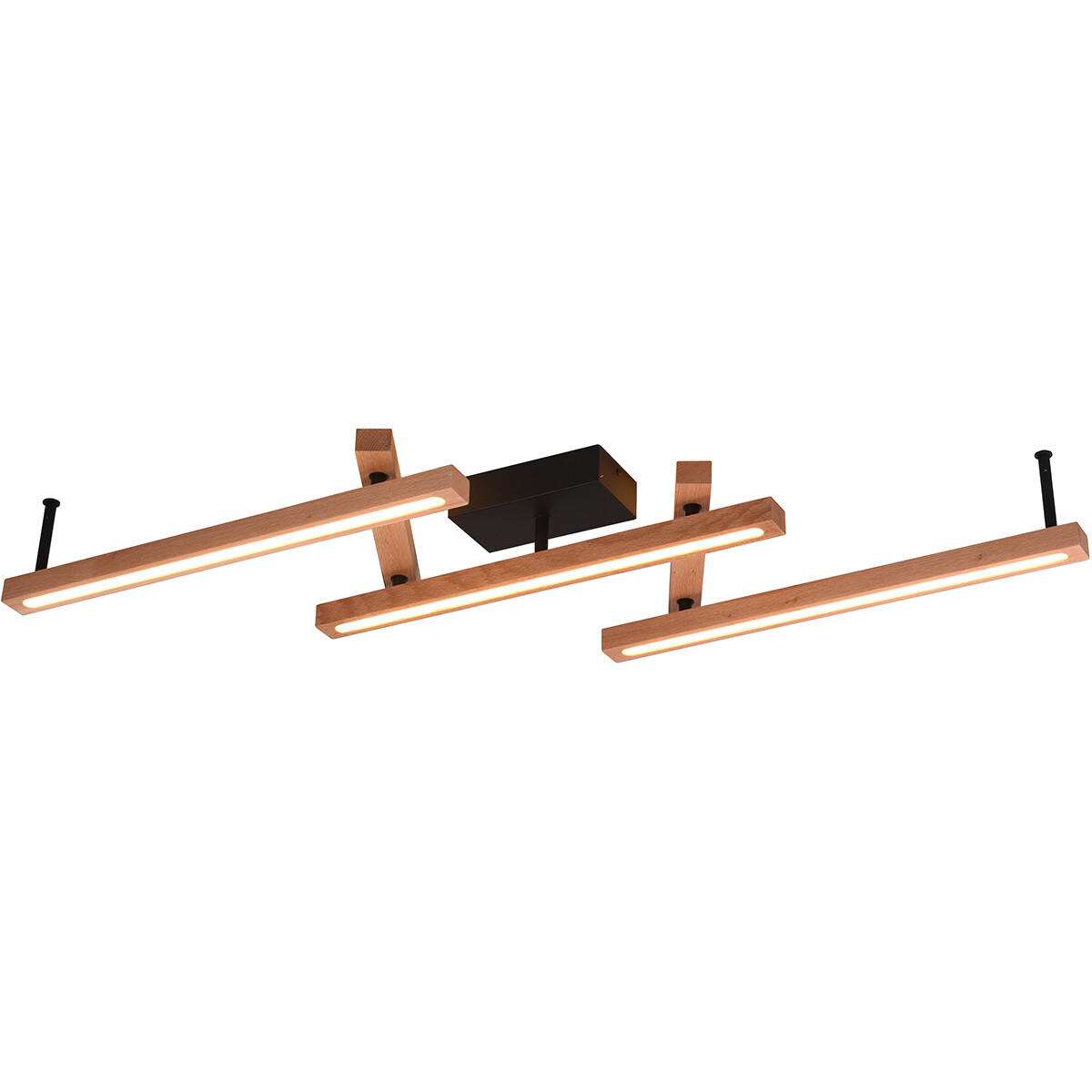 Plafonnier LED - Trion Bulloni Up and Down- 36W - Couleur de lumière ajustable - Télécommande - Dimmable - Rectangle - Mat Brun - Bois