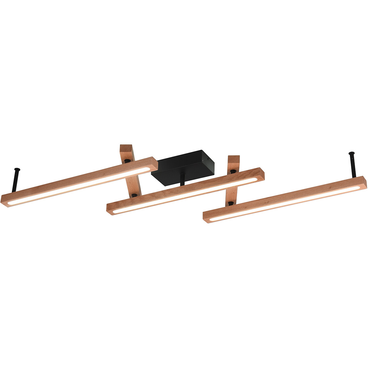 Plafonnier LED - Trion Bulloni Up and Down- 36W - Couleur de lumière ajustable - Télécommande - Dimmable - Rectangle - Mat Brun - Bois