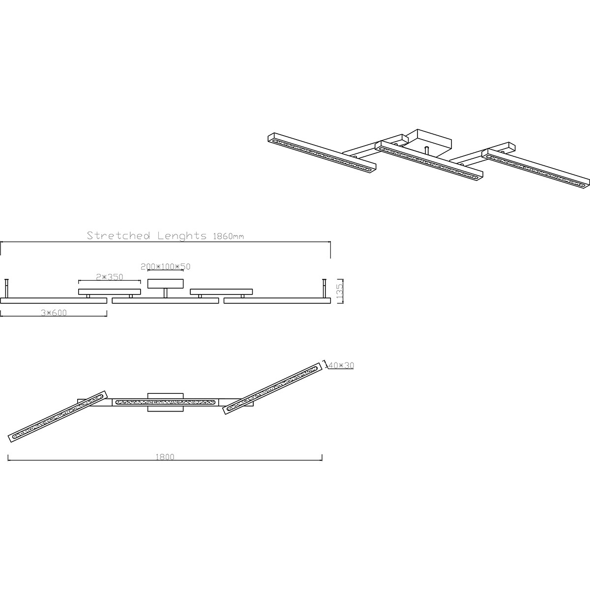 Plafonnier LED - Trion Bulloni Up and Down- 36W - Couleur de lumière ajustable - Télécommande - Dimmable - Rectangle - Mat Brun - Bois