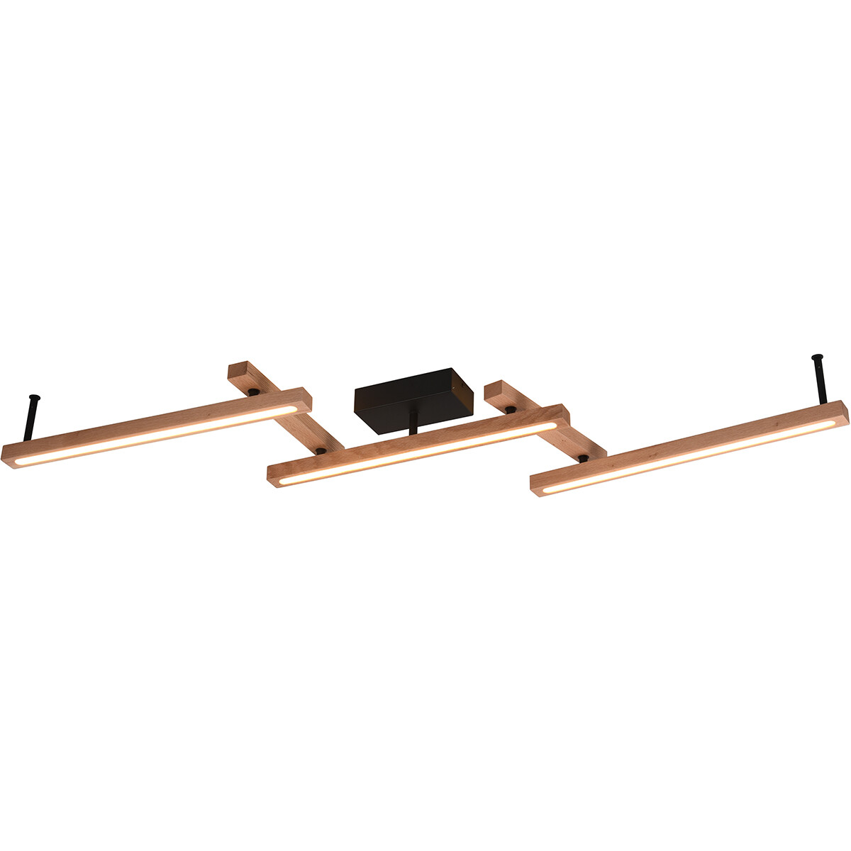 Plafonnier LED - Trion Bulloni Up and Down- 36W - Couleur de lumière ajustable - Télécommande - Dimmable - Rectangle - Mat Brun - Bois