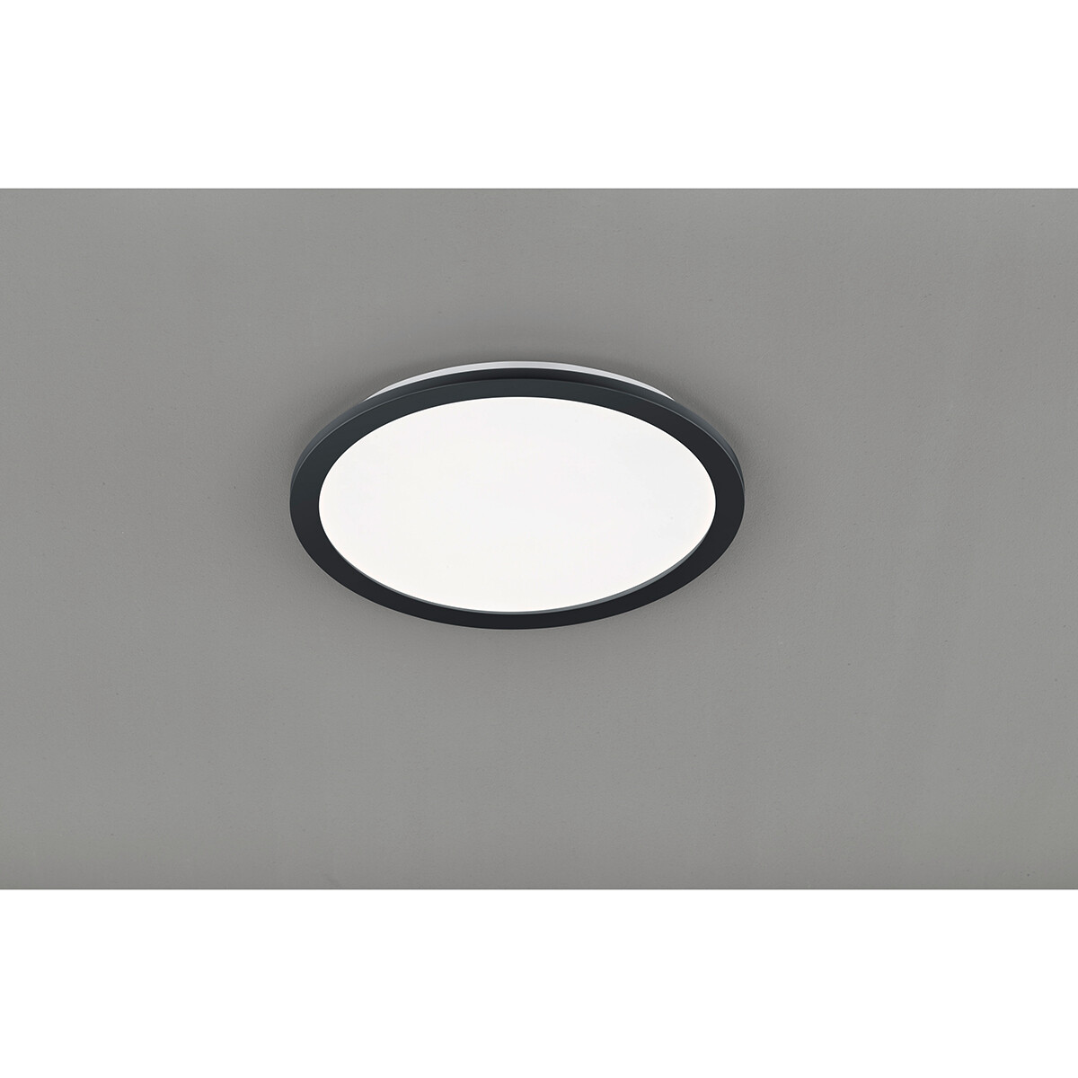 Plafonnier LED - Trion Campill - 22W - Blanc Chaud 3000K - Étanche aux Éclaboussures IP44 - Dimmable - Rond - Mat Noir - Plastique