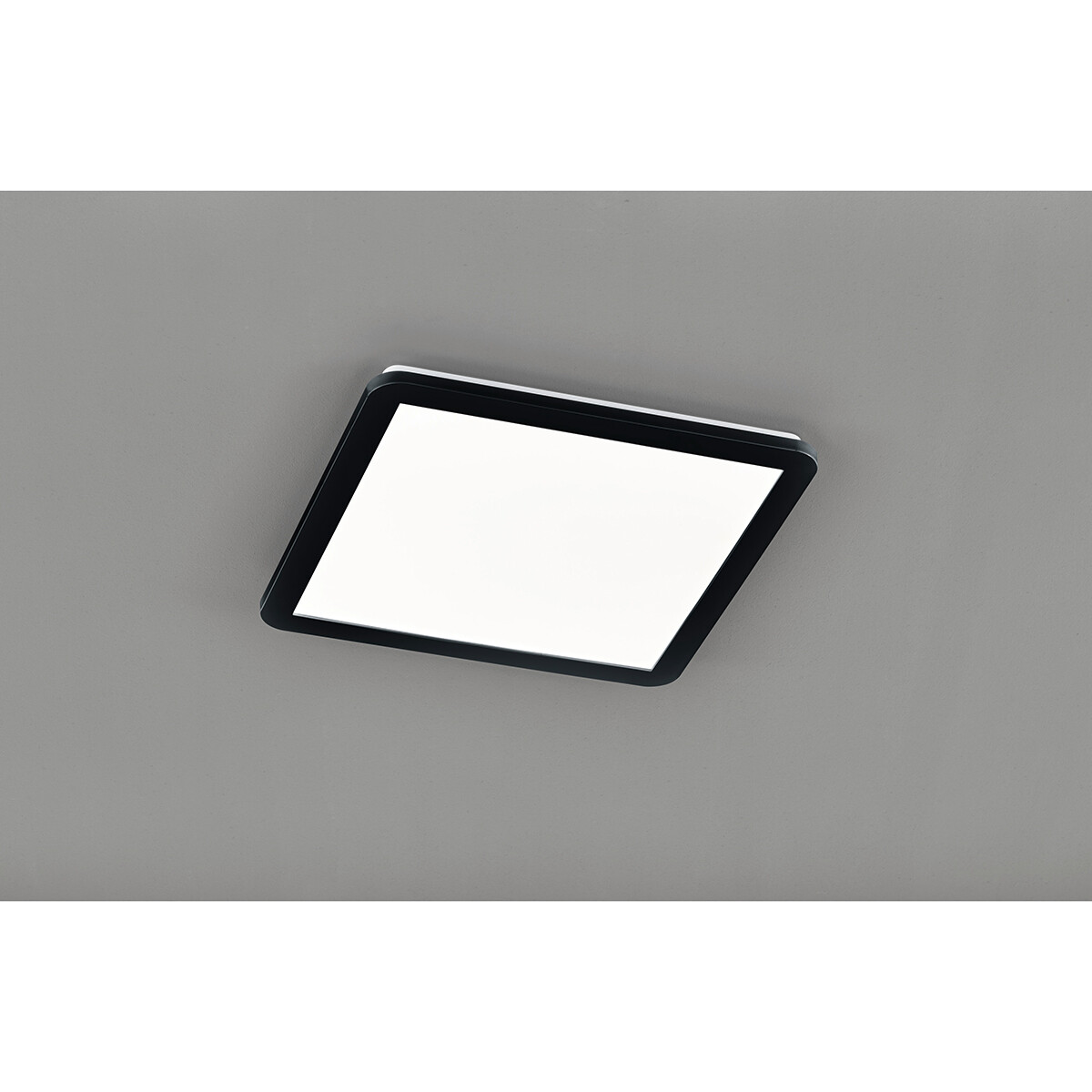 Plafonnier LED - Trion Campill - 22W - Blanc Chaud 3000K - Étanche aux Éclaboussures IP44 - Dimmable - Carré - Mat Noir - Plastique