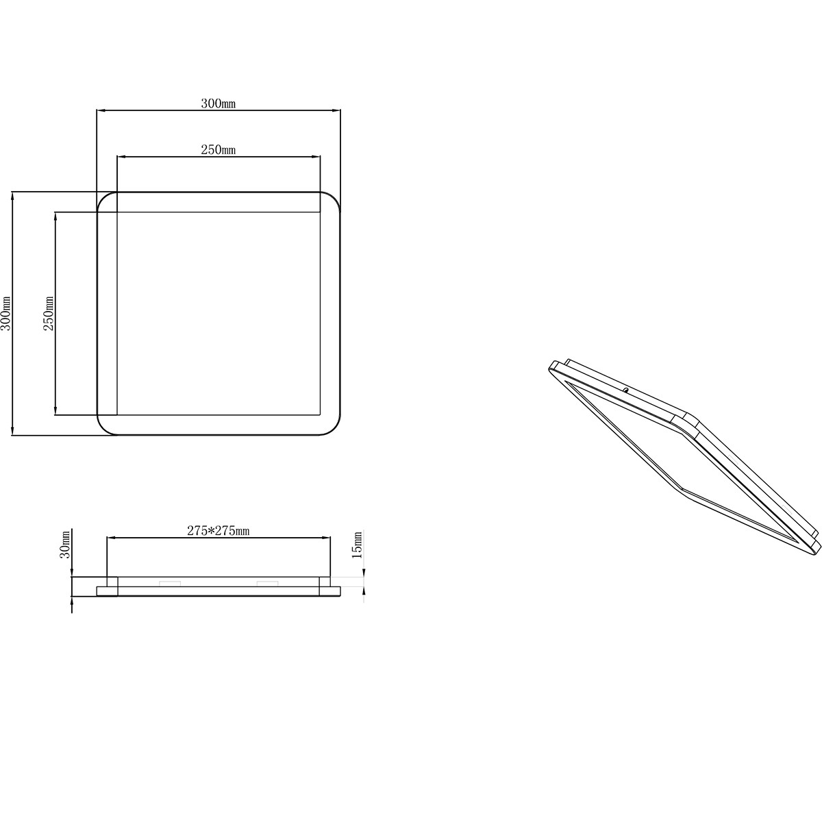 Plafonnier LED - Lumière de Salle de Bain - Trion Camy - En Saillie Carré 16W - Étanche aux Éclaboussures IP44 - Dimmable - Blanc Chaud 3000K - Mat Blanc