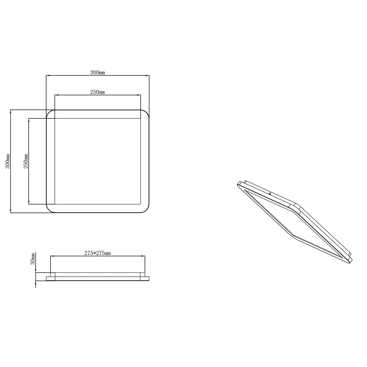 Plafonnier LED - Lumière de Salle de Bain - Trion Ceaniry - En Saillie Carré 18W - Étanche aux Éclaboussures IP44 - Dimmable - Blanc Chaud 3000K - Chrome Brillant