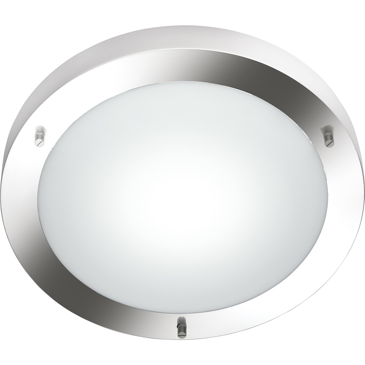 Plafonnier LED - Lumière de Salle de Bain - Trion Condi - En Saillie Rond - Étanche aux Éclaboussures IP44 - Douille E27 - Mat Nickel Aluminium - Ø310mm