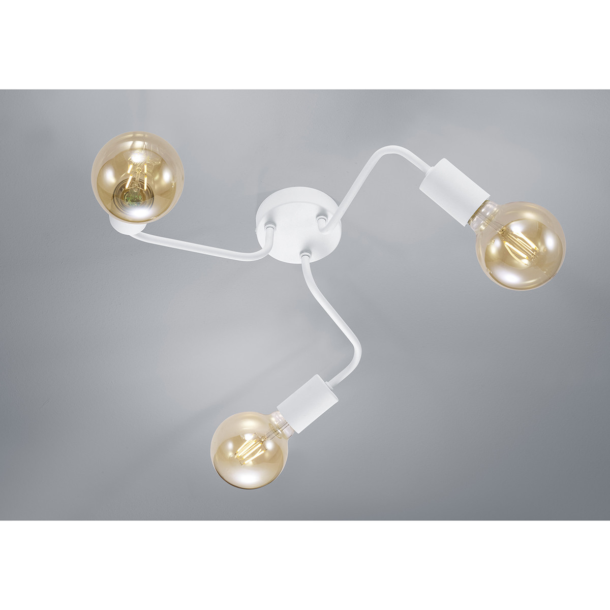 Plafonnier LED - Trion Dolla - Douille E27 - 3-lumières - Rond - Mat Blanc - Aluminium