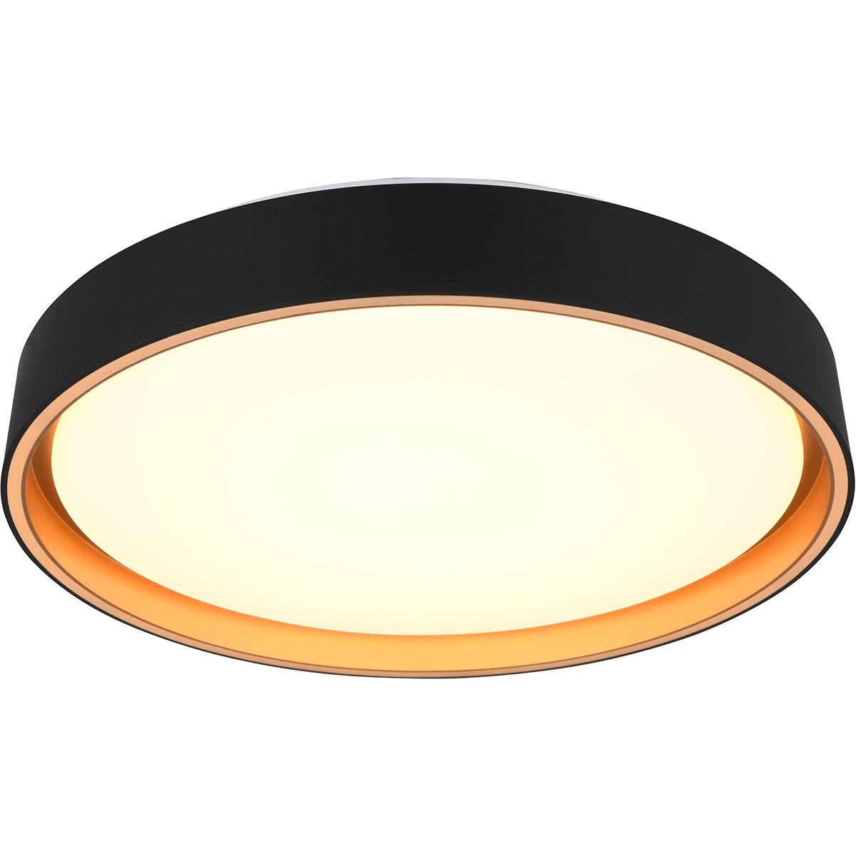 LED Plafonnier - Trion Felix - 24W - Couleur Ajustable - Gradable - Télécommande - Rond - Noir Or - Plastique