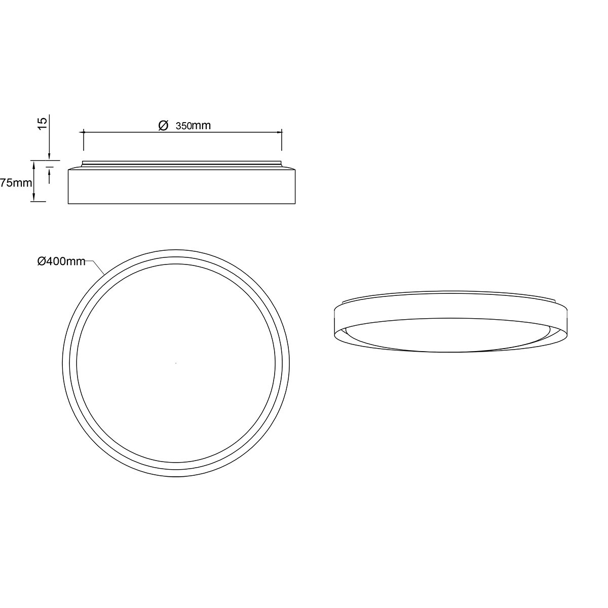 LED Plafonnier - Trion Felix - 24W - Couleur Ajustable - Gradable - Télécommande - Rond - Noir Or - Plastique