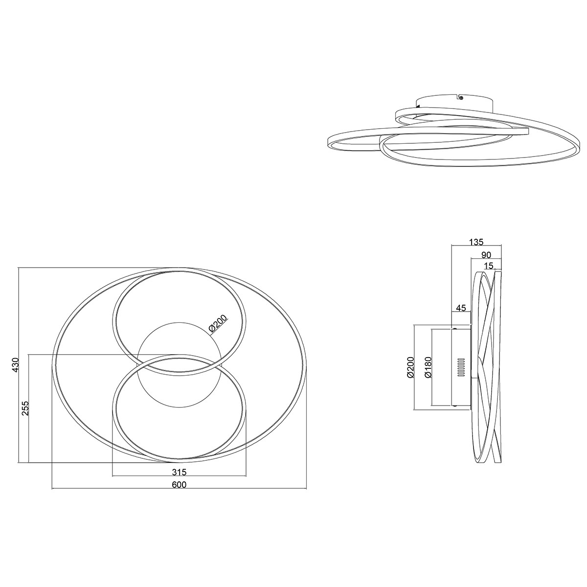 Plafonnier LED - Trion Gilo - 38W - Blanc Chaud 3000K - Dimmable - Rond - Mat Blanc - Aluminium