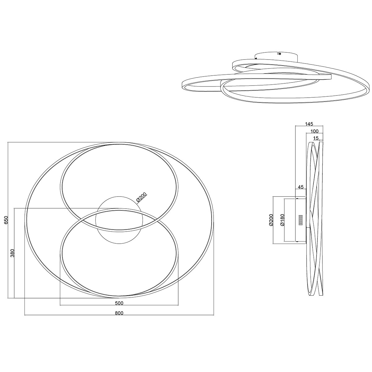 Plafonnier LED - Trion Gilo - 50W - Blanc Chaud 3000K - Dimmable - Rond - Mat Nickel - Aluminium