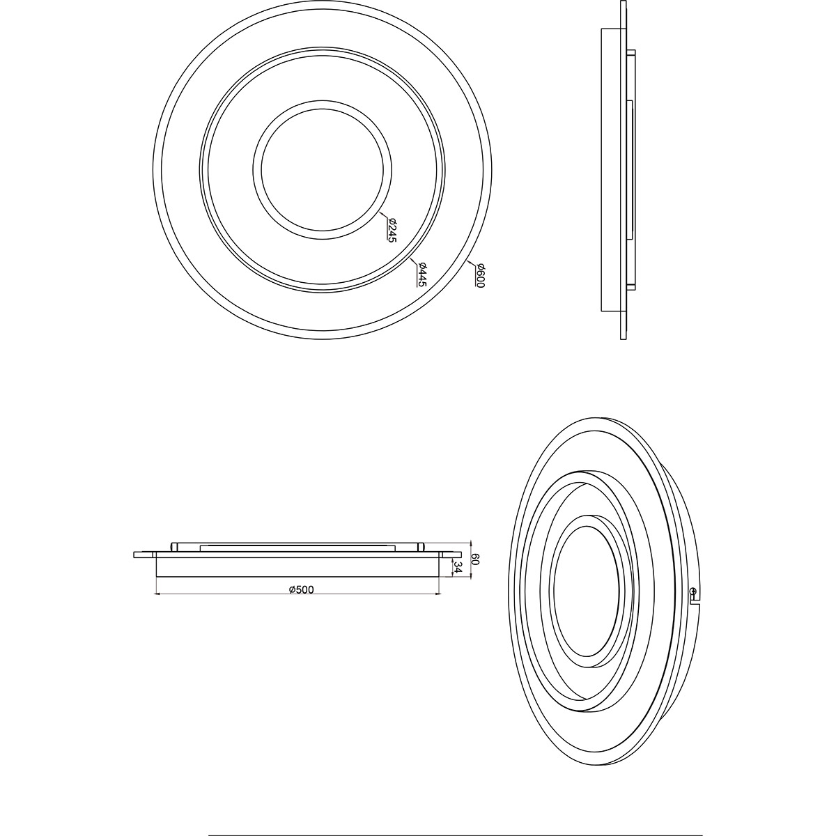 Plafonnier LED - Trion Gora - 55W - Couleur ajustable - Dimmable - Rond - Blanc Mat - Métal