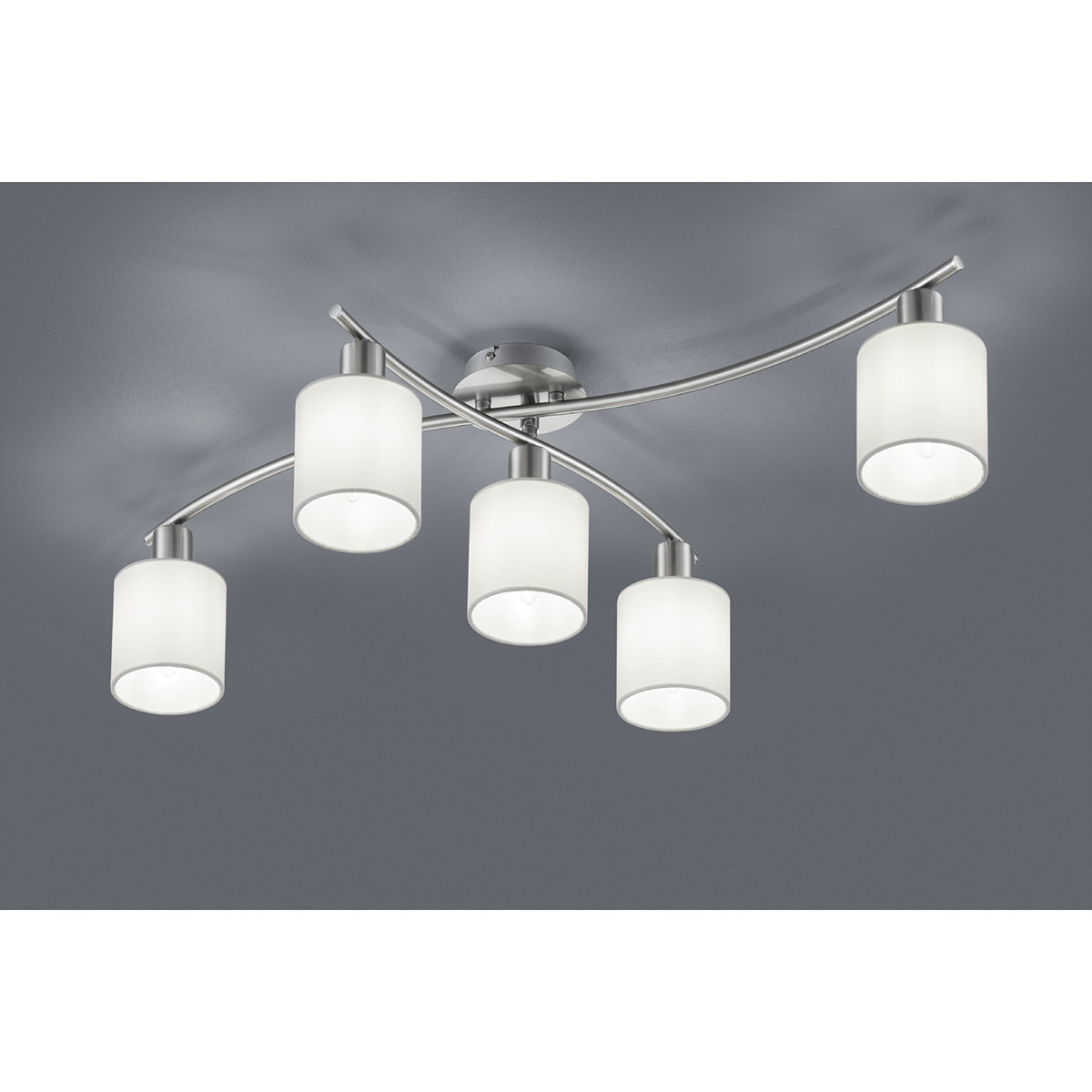 Plafonnier LED - Trion Gorino - Douille E14 - 5-lumières - Rond - Mat Blanc - Aluminium