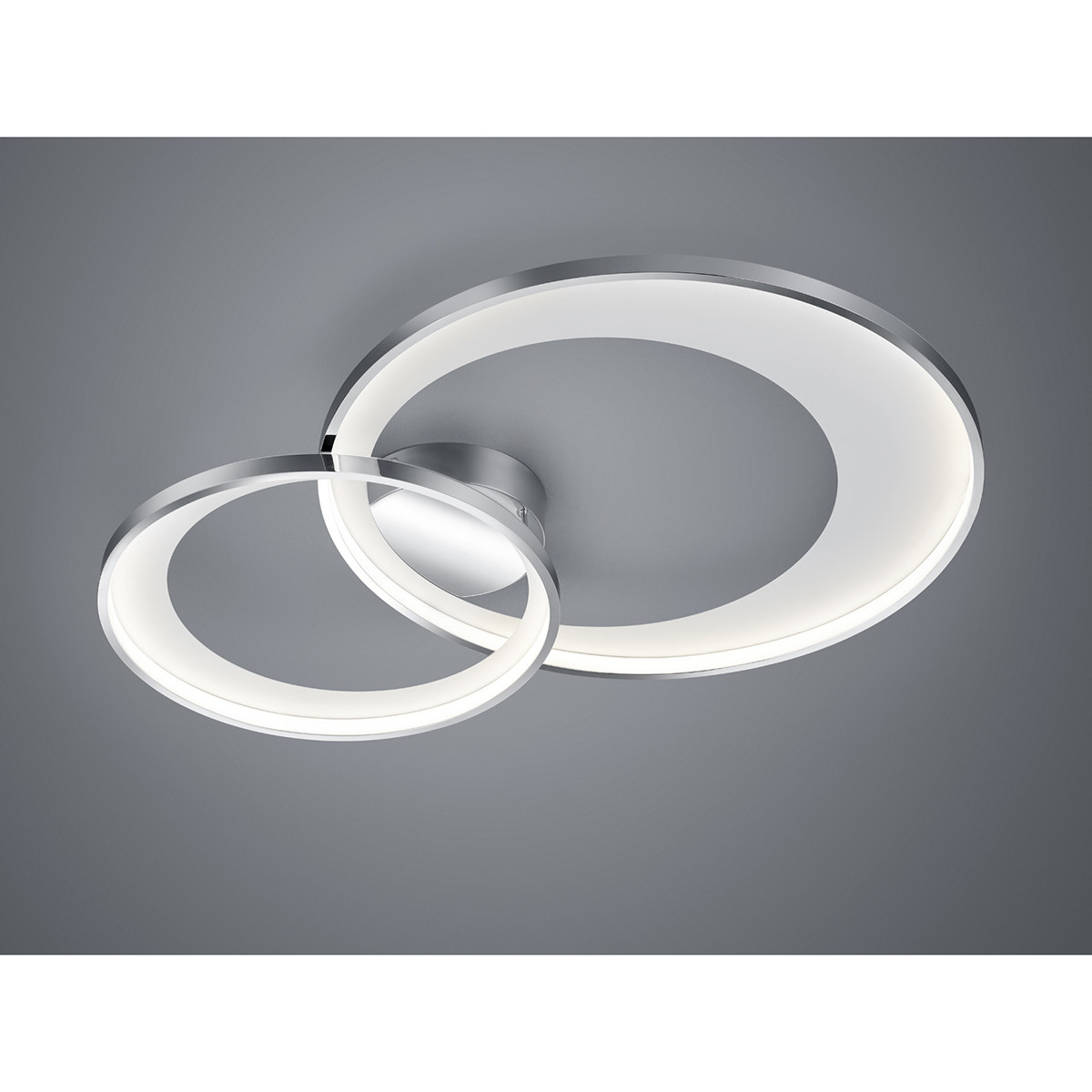 Plafonnier LED - Trion Granity - 36W - Blanc Chaud 3000K - Dimmable - Ovale - Mat Chrome - Aluminium