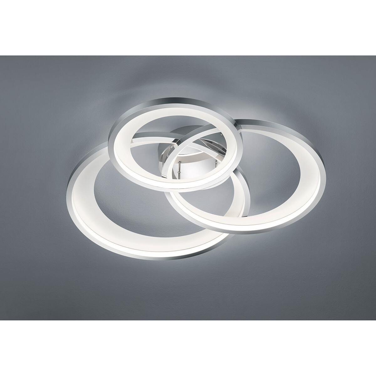 Plafonnier LED - Trion Granity XL - 36W - Blanc Chaud 3000K - Dimmable - Ovale - Mat Chrome - Aluminium