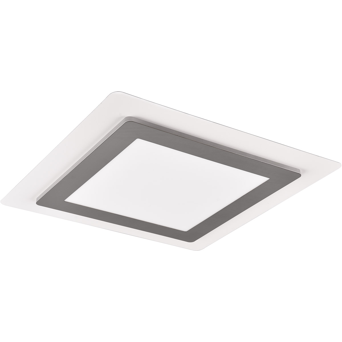 Plafonnier LED - Trion Groan - 46W - Couleur ajustable - Dimmable - Carré - Nickel Mat - Métal