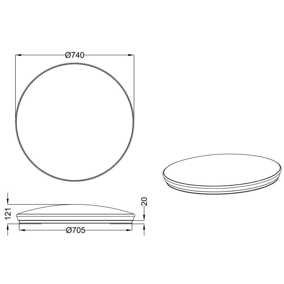 Plafonnier LED - Trion Hakura - 46W - Blanc Neutre 4000K - Dimmable - Lumière Étoile - Rond - Mat Blanc - Plastique