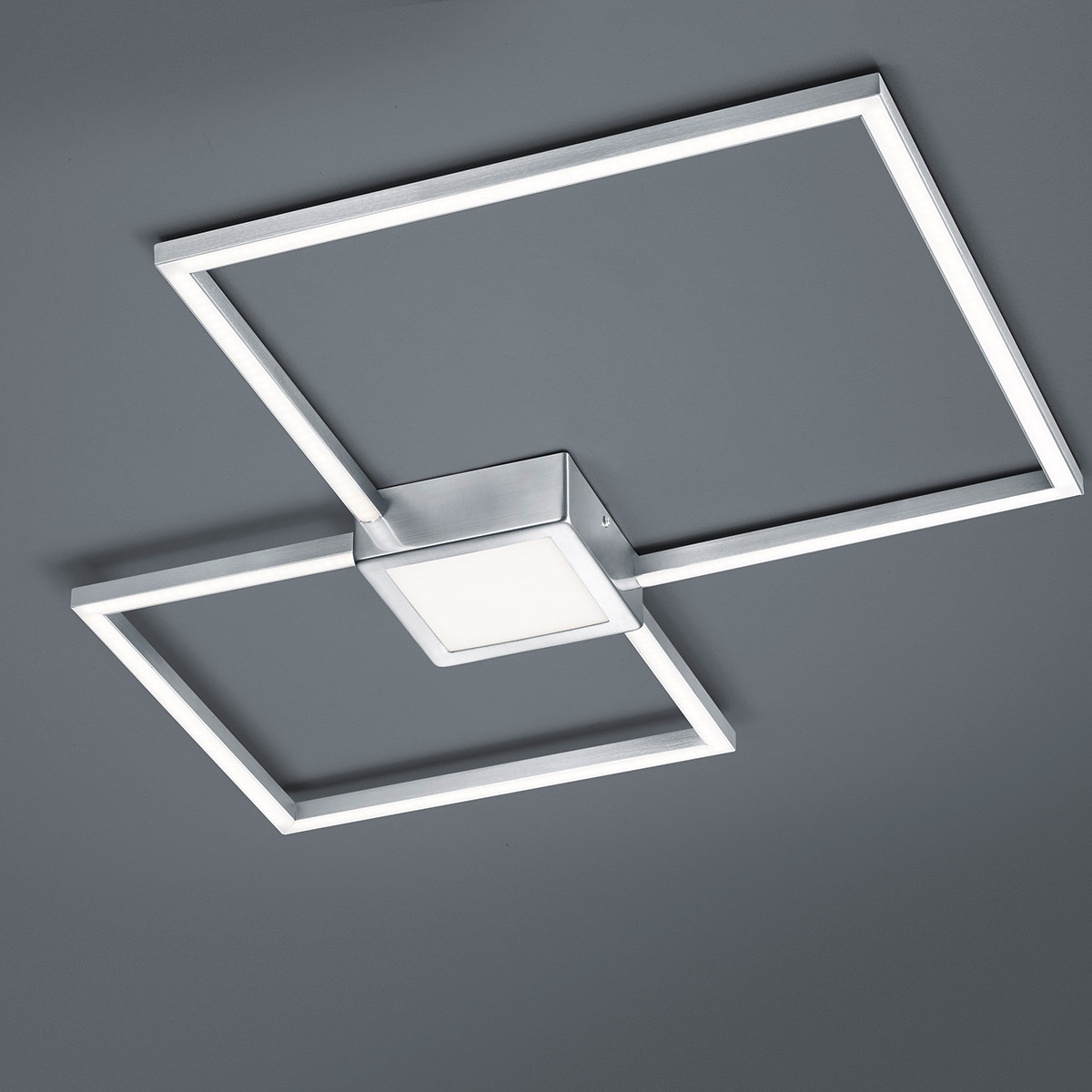 Plafonnier LED - Trion Hydro - 28W - Blanc Chaud 3000K - Dimmable - Carré - Mat Nickel - Aluminium