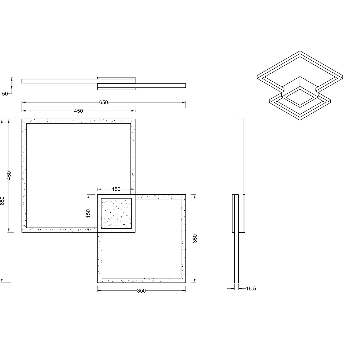 Plafonnier LED - Trion Hydro - 28W - Blanc Chaud 3000K - Dimmable - Carré - Mat Nickel - Aluminium