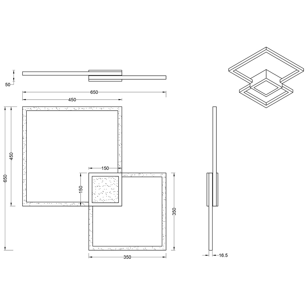 Plafonnier LED - Trion Hydro - 28W - Blanc Chaud 3000K - Dimmable - Carré - Mat Anthracite - Aluminium