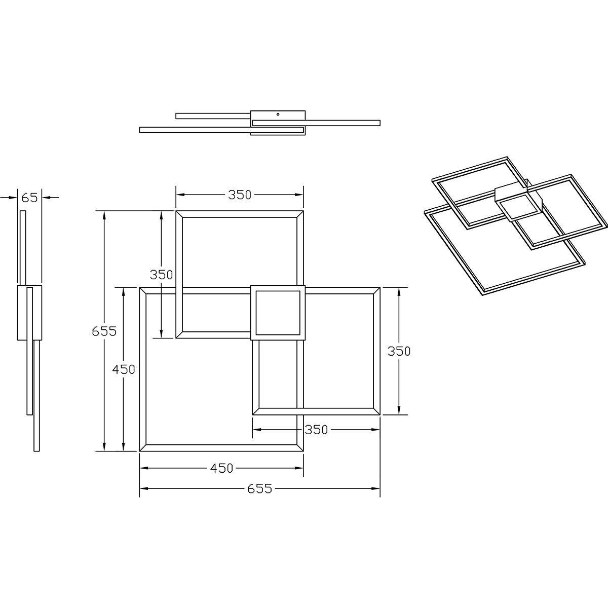 Plafonnier LED - Trion Hydro - 38W - Blanc Neutre 4000K - Dimmable - Carré - Mat Blanc - Aluminium