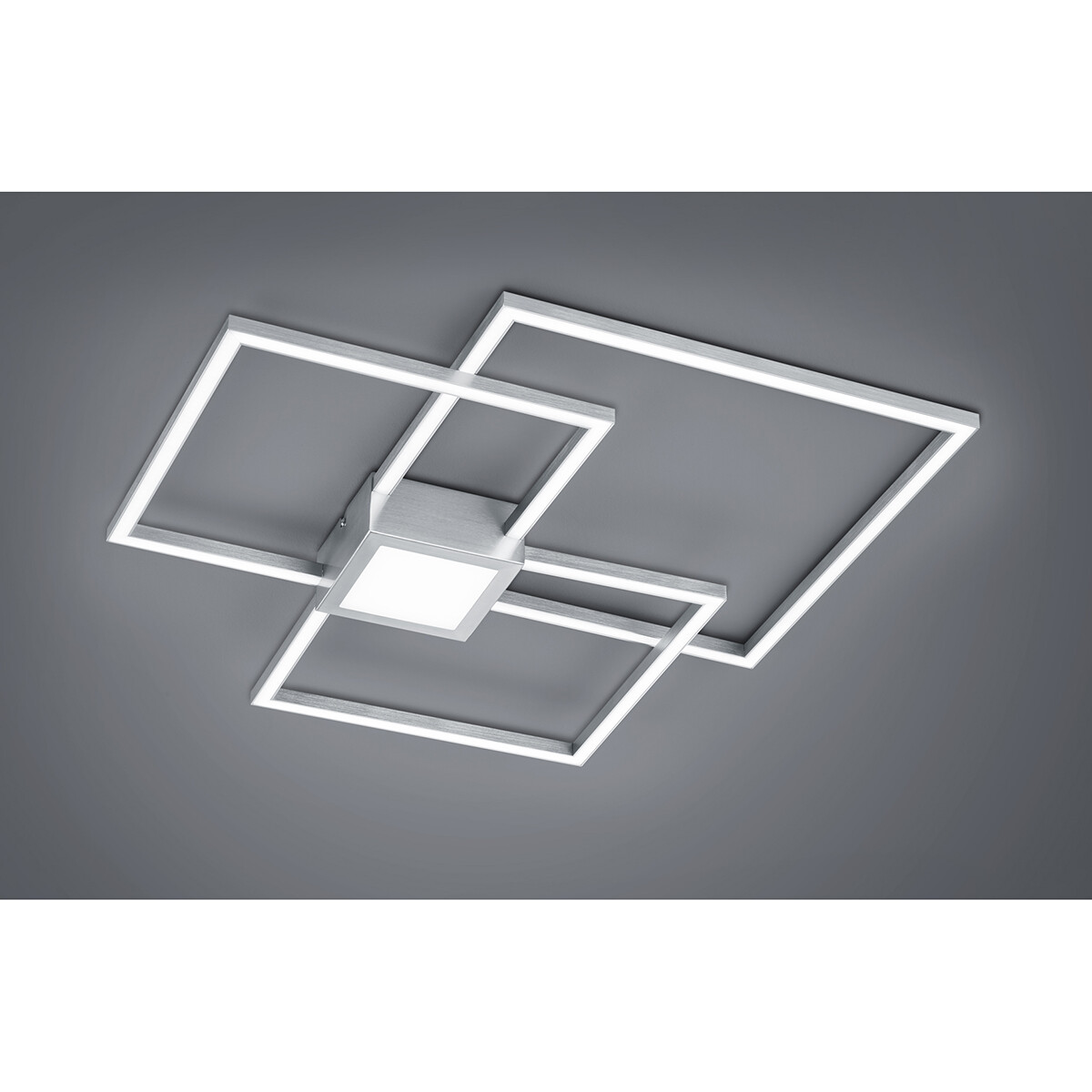 Plafonnier LED - Trion Hydro - 38W - Blanc Chaud 3000K - Dimmable - Carré - Mat Nickel - Aluminium