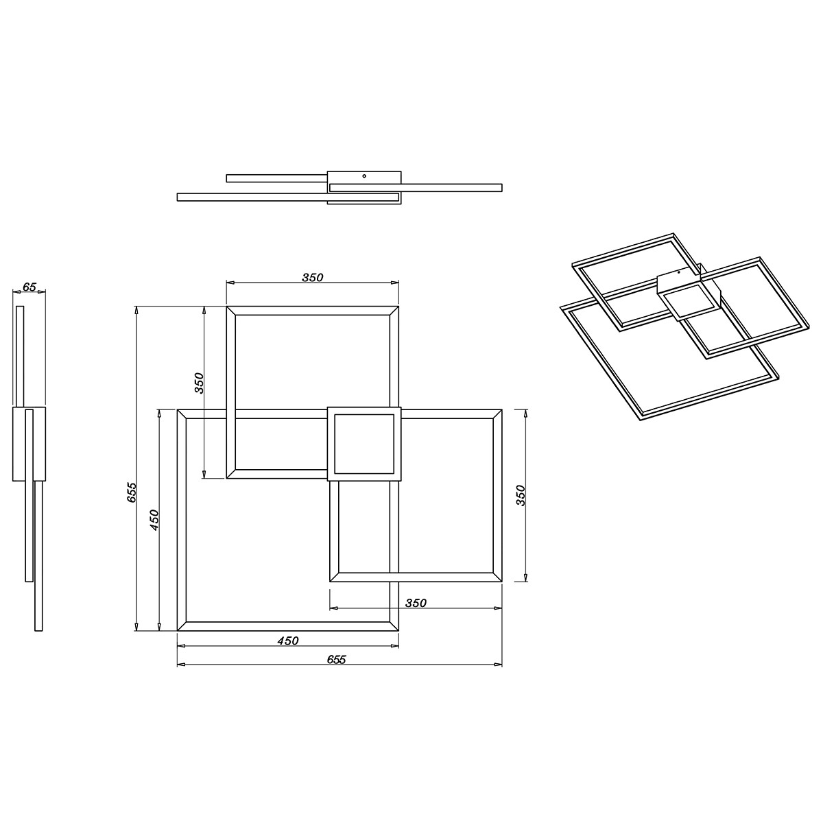 Plafonnier LED - Trion Hydro - 38W - Blanc Chaud 3000K - Dimmable - Carré - Mat Nickel - Aluminium