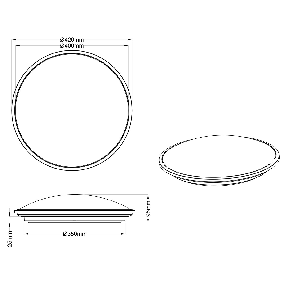 Plafonnier LED - Trion Kanimo - 21W - Blanc Neutre 4000K - Dimmable - Rond - Mat Blanc - Plastique